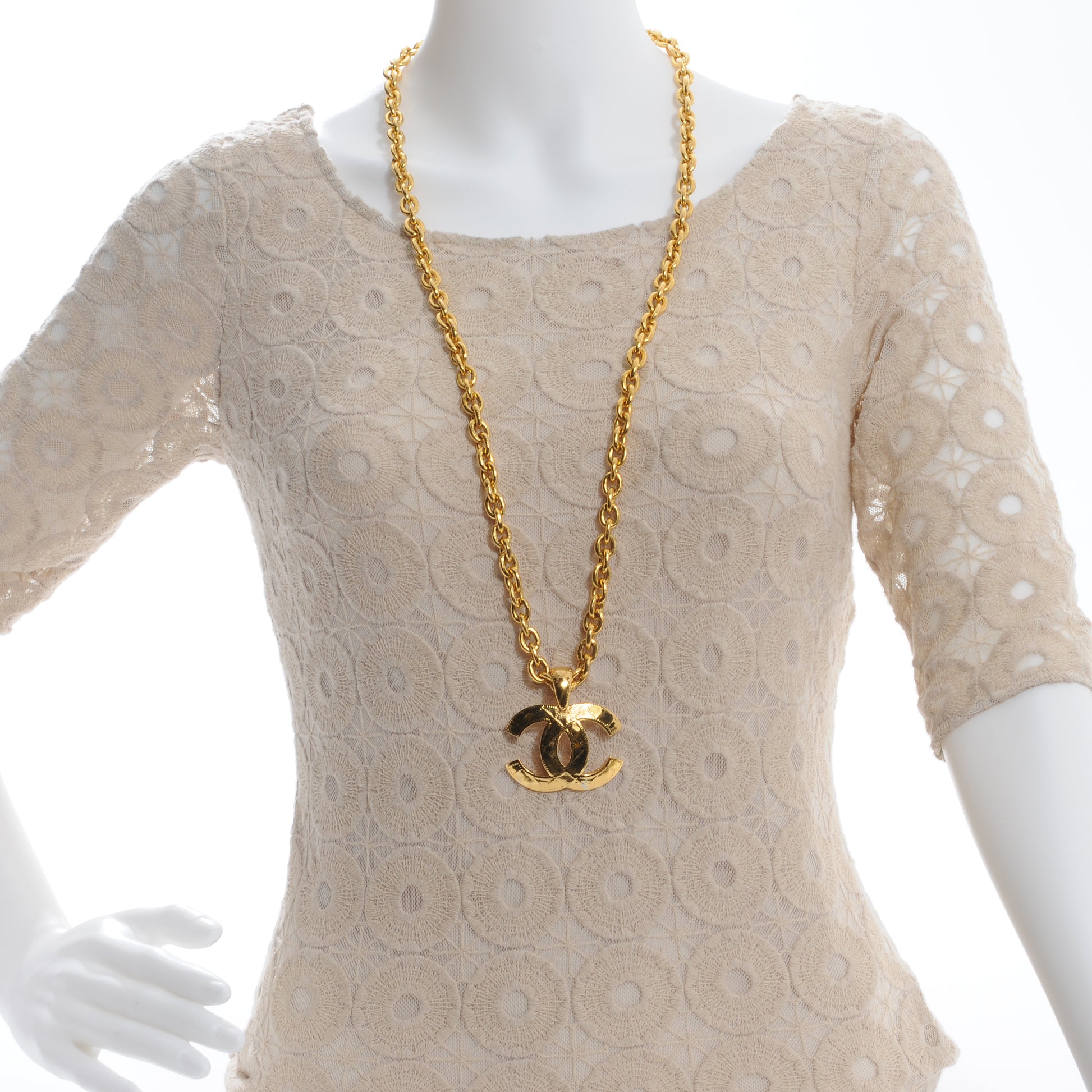 Chanel Quilted CC Long Chain Necklace Gold 2 of 6