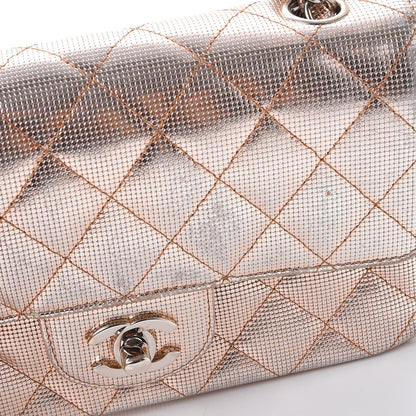 Chanel Metallic Calfskin Quilted Pixel Effect Mini Rectangular Flap Pink Gold 15 of 15