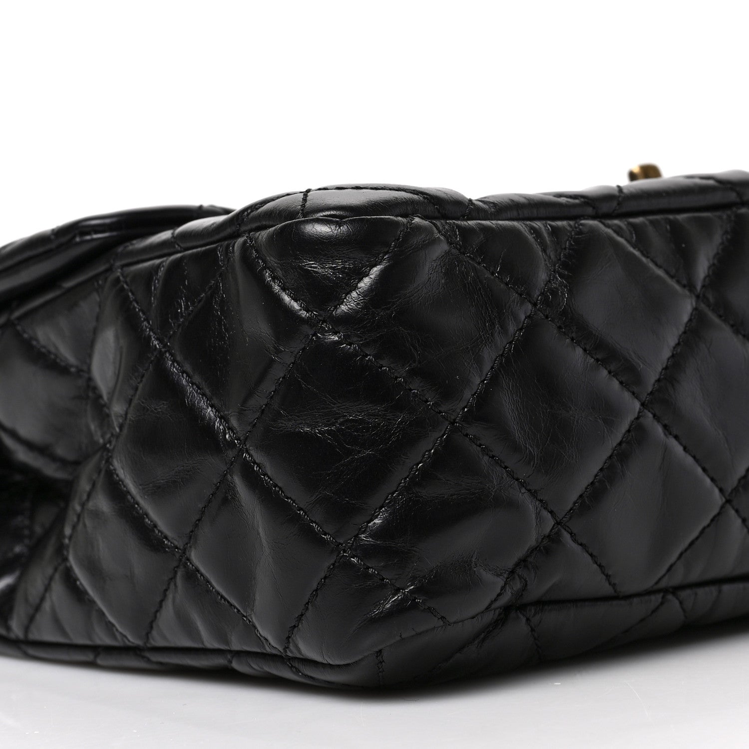 Chanel Glazed Calfskin Castle Rock Large Flap Black Burgundy 8 of 9