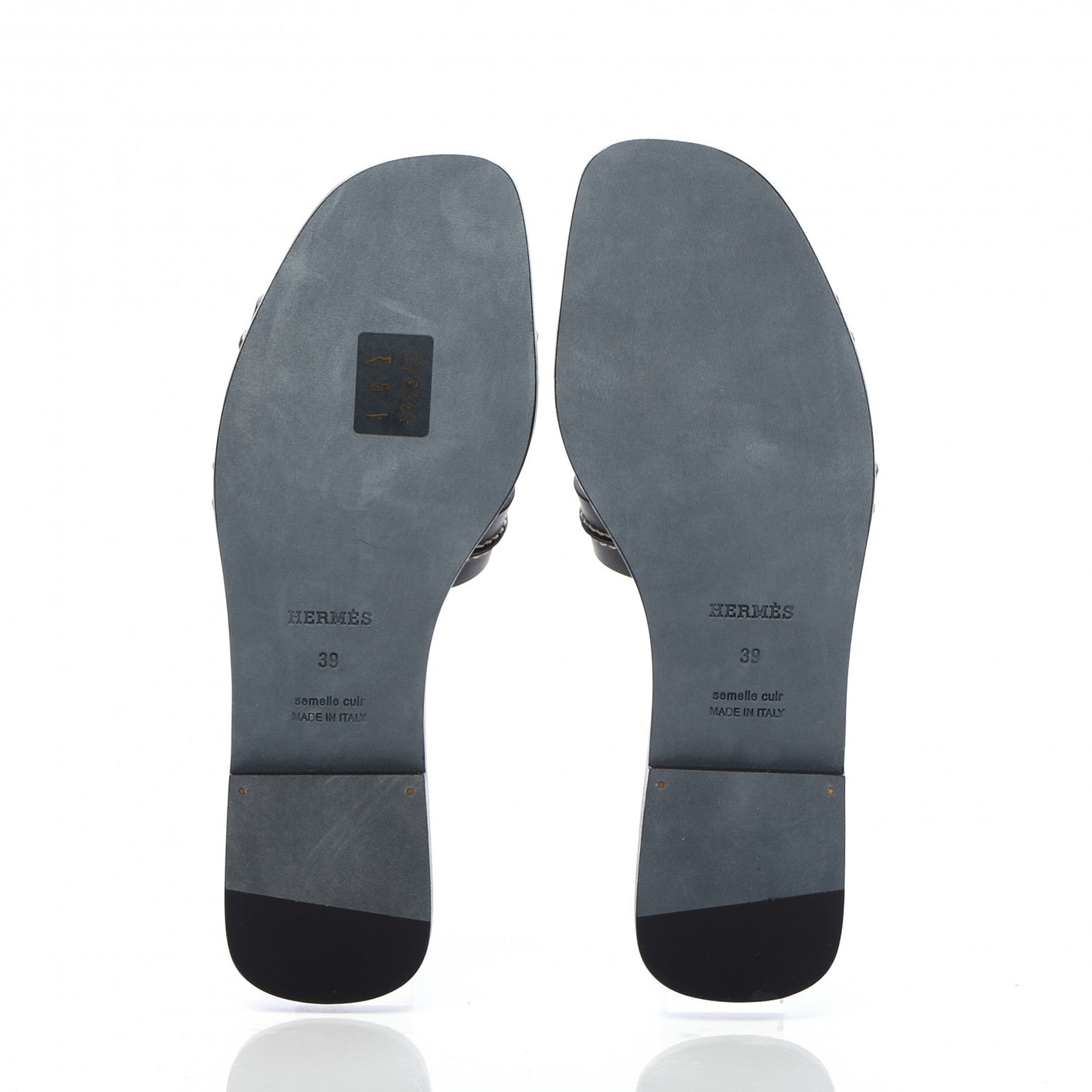 Calfskin Pique Oran Sandals 39 Black