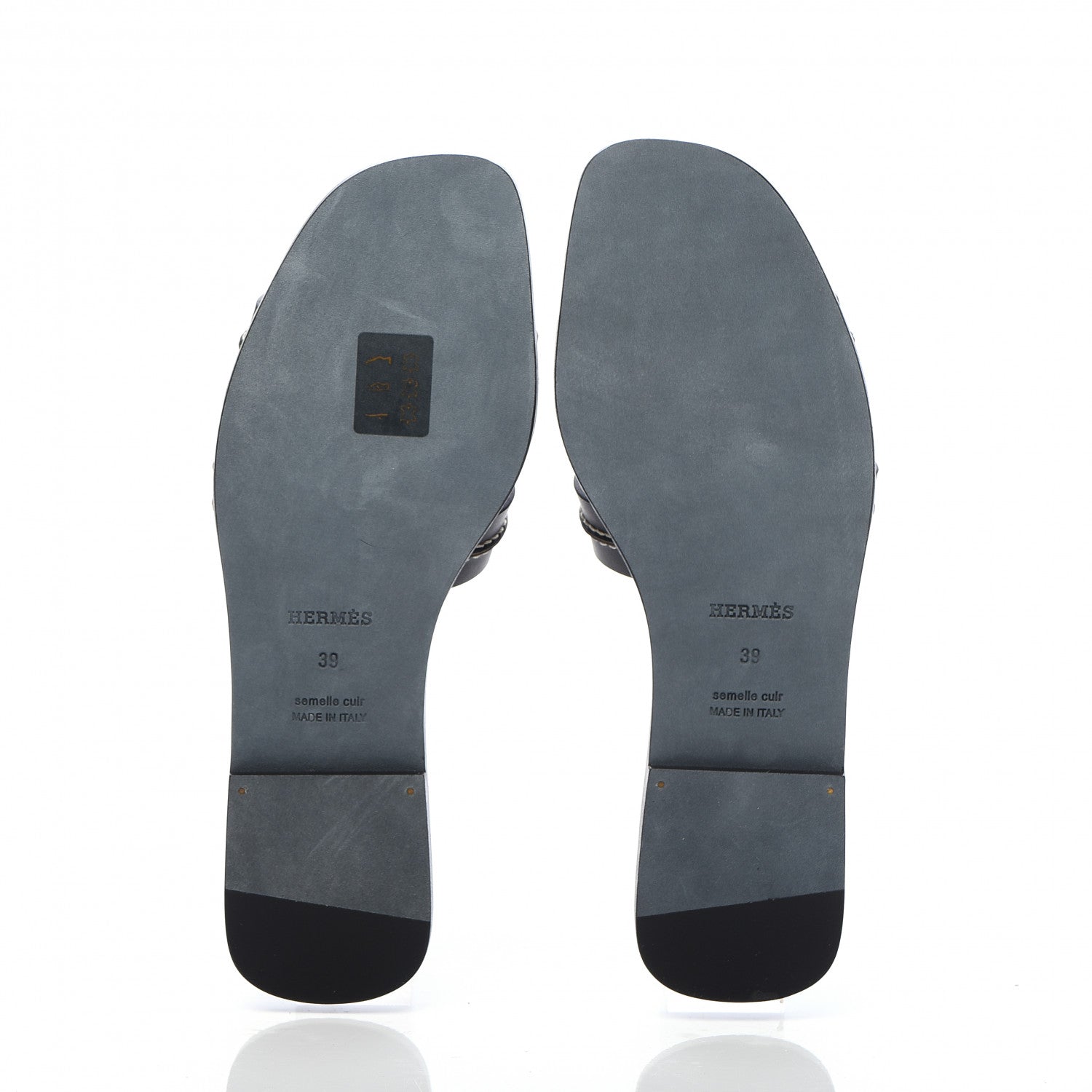 Hermes Calfskin Pique Oran Sandals 39 Black 5 of 9