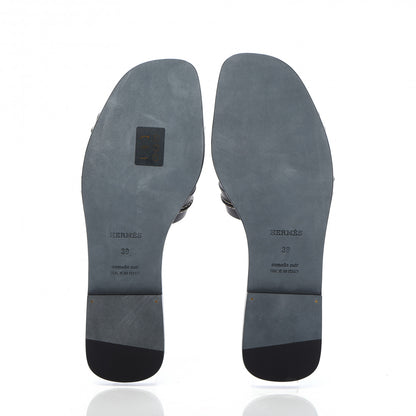 Hermes Calfskin Pique Oran Sandals 39 Black 5 of 9
