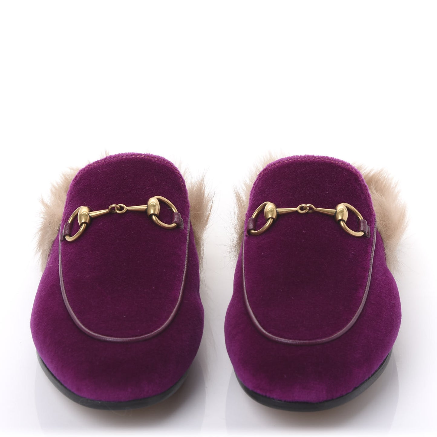 Velvet Fur Womens Princetown Slippers 35 Fucsia Violet Cyclamen Natural
