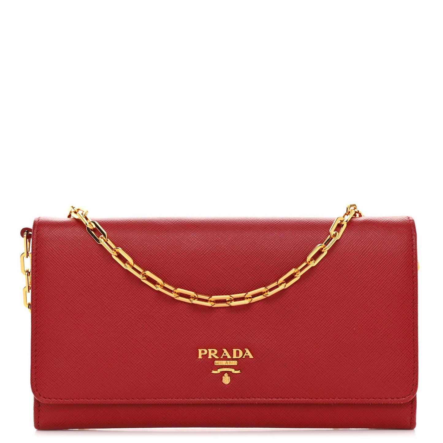 Saffiano Metal Large Chain Wallet Fuoco