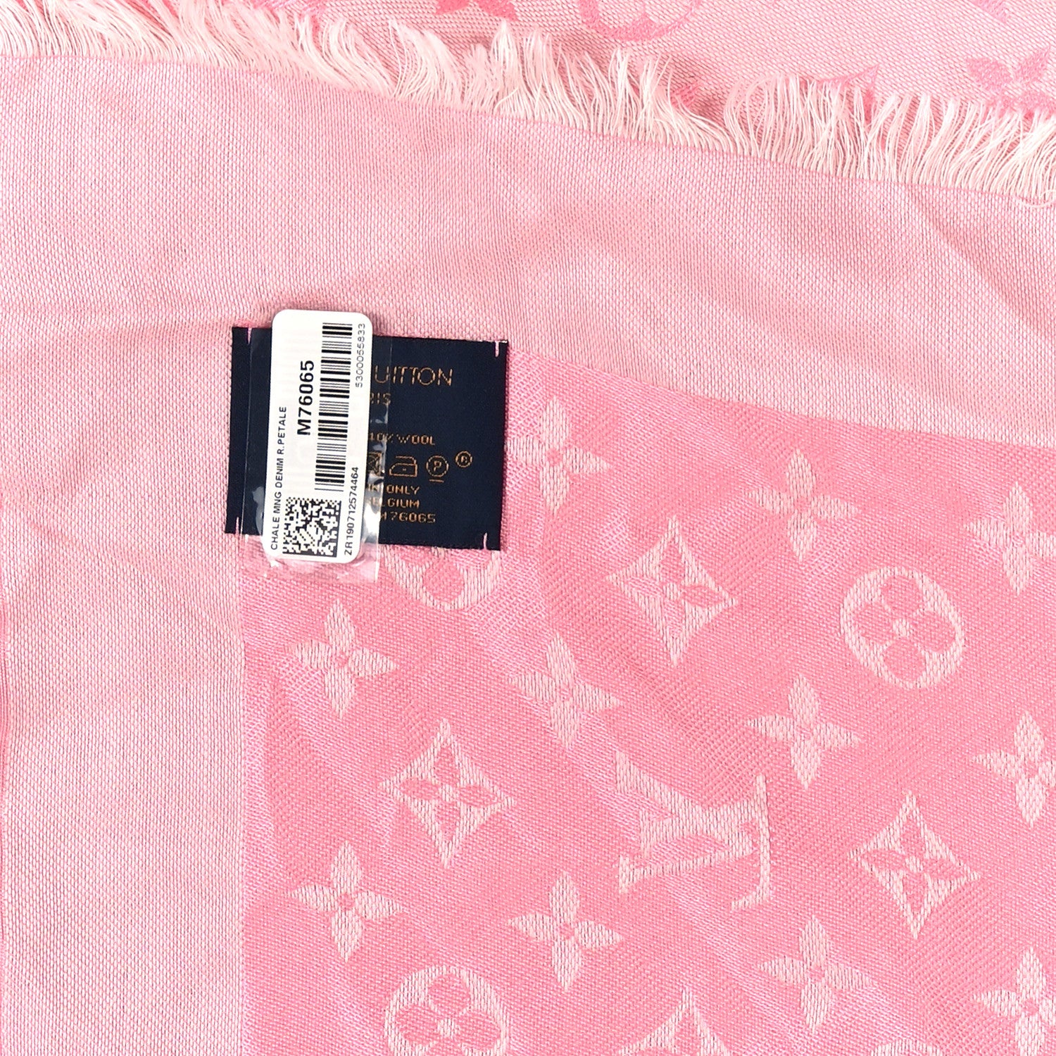 Louis Vuitton Silk Wool Monogram Denim Shawl Rose Petale 3 of 3