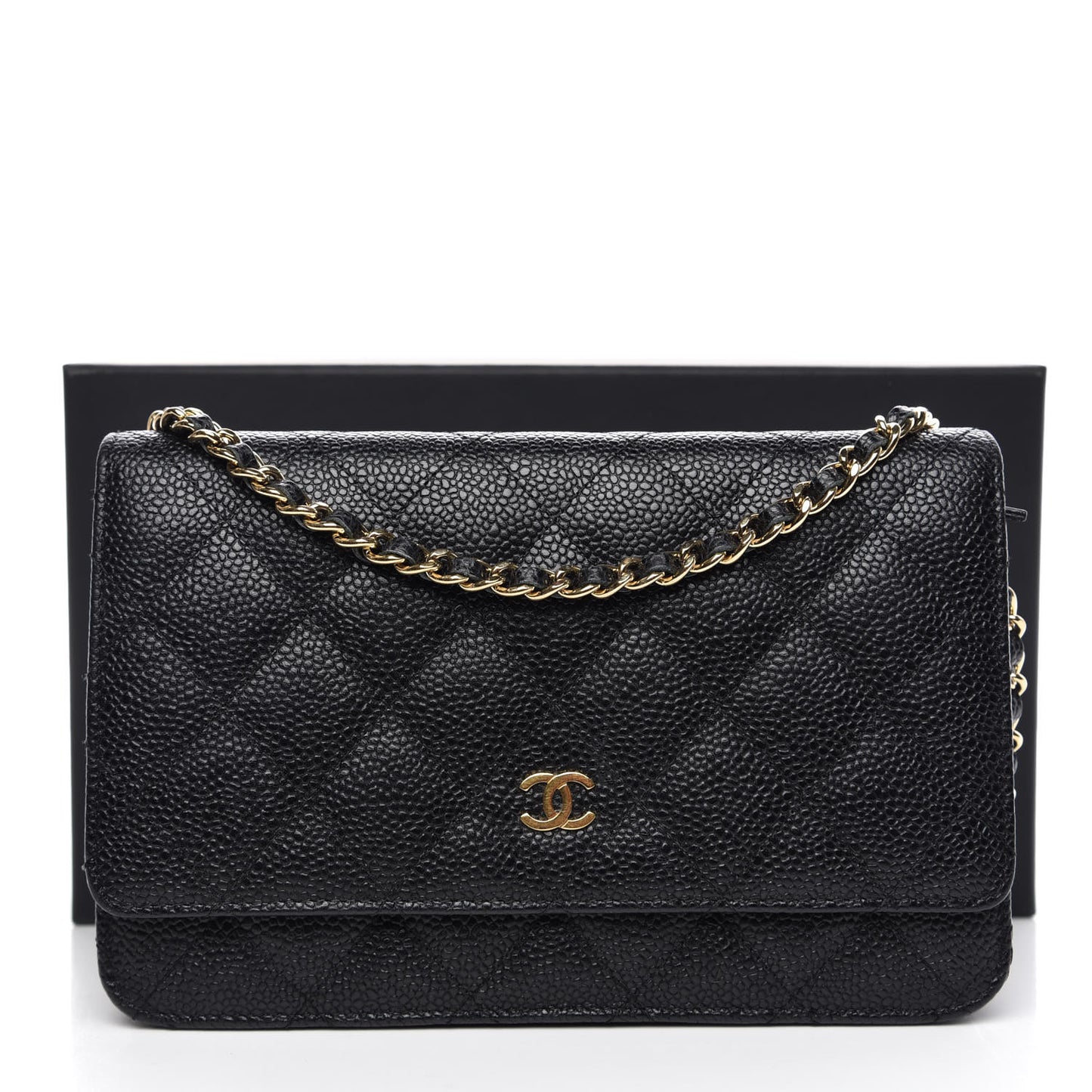 Caviar Quilted Wallet On Chain WOC Black