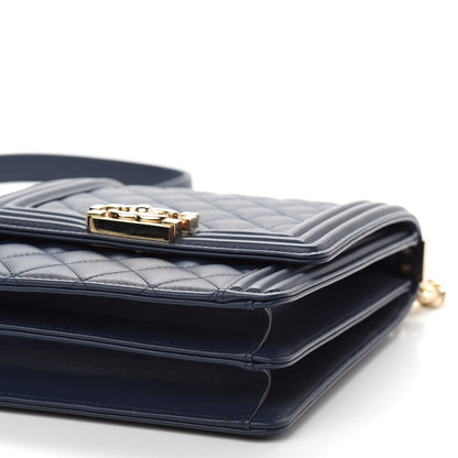 Chanel Calfskin Quilted North South Boy Flap Navy 8 of 9