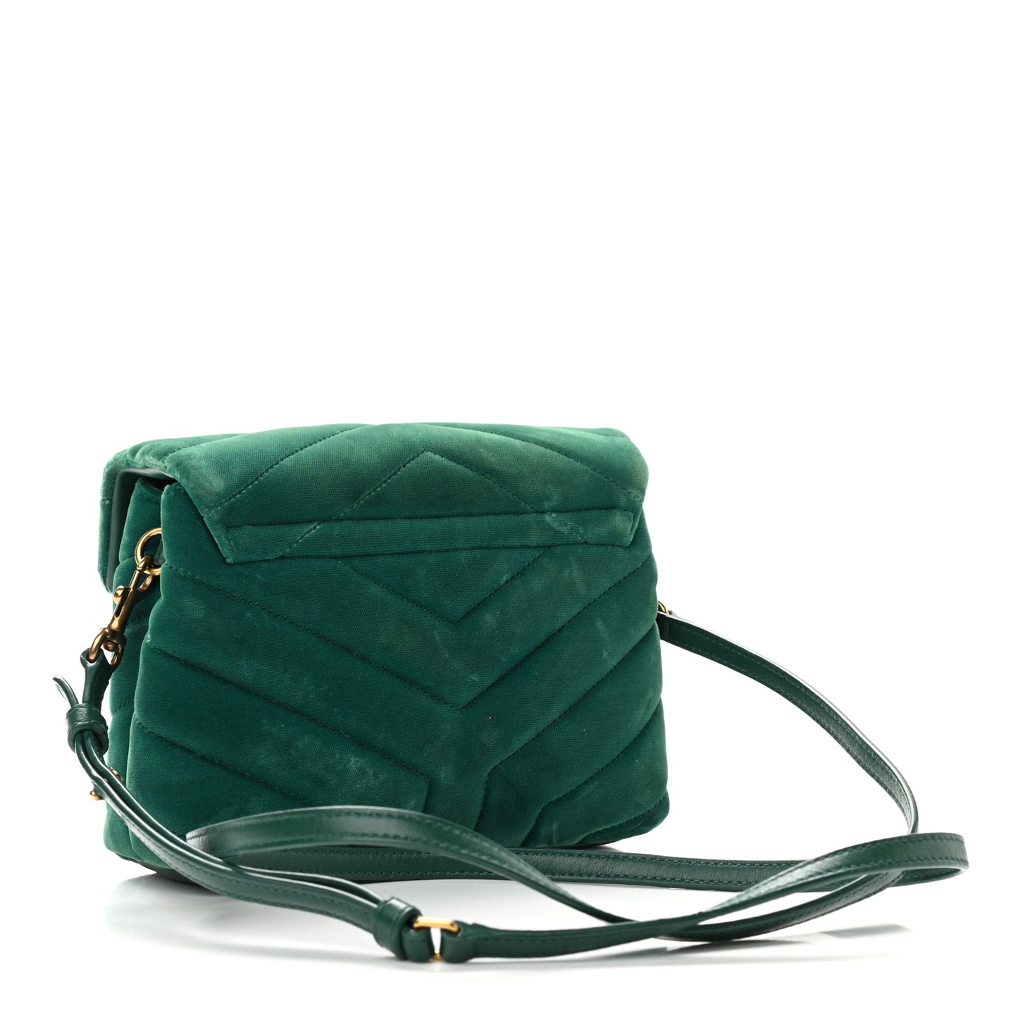 Velvet Y Quilted Monogram Toy Loulou Chain Satchel Green