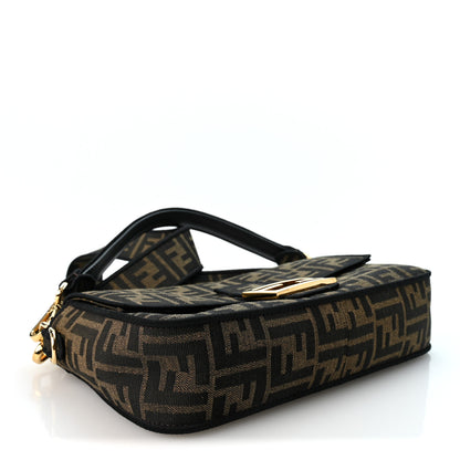 Fendi Fabric Jacquard FF 1974 Medium Baguette Tobacco Moro Black 4 of 10