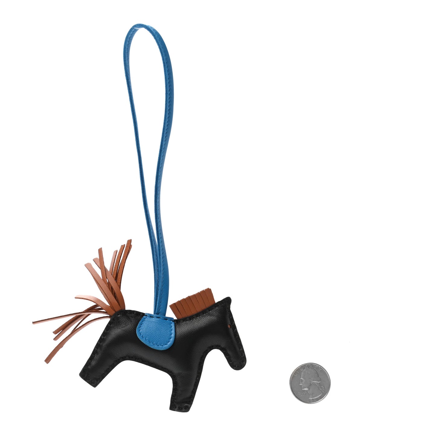 Milo Lambskin Grigri Rodeo Horse Bag Charm PM Black Gold Bleu Zanzibar