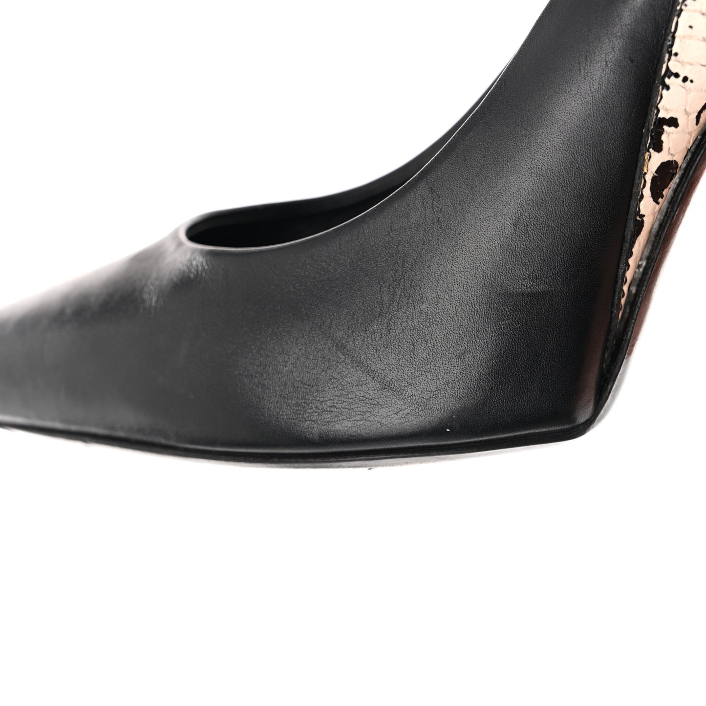 Calfskin Snakeskin Embossed Matchmake Pumps 35 Black White