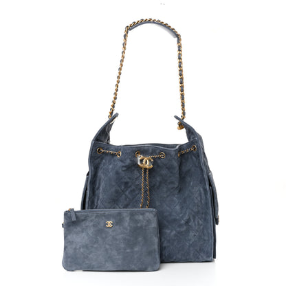 Chanel Suede Quilted Medium Chanel 25 Handbag Blue 3 of 12