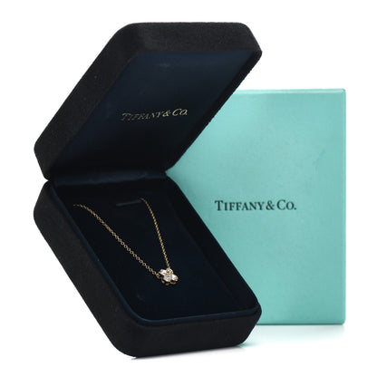 Tiffany 18K Yellow Gold Diamond Flower Pendant Necklace 5 of 5