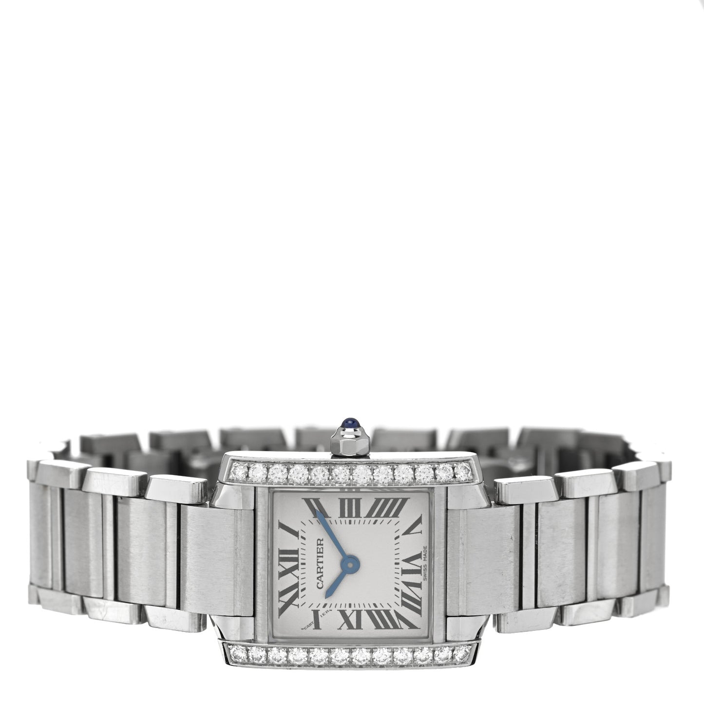 Stainless Steel Diamond Bezel 20mm Tank Francaise Quartz Watch