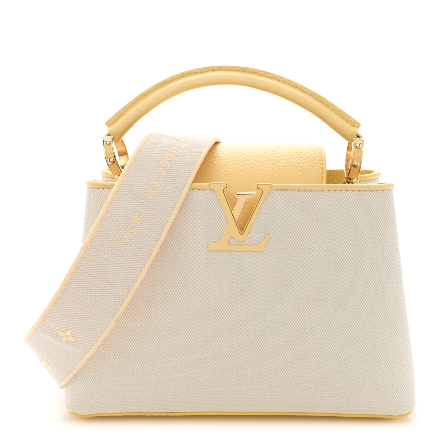 Canvas Taurillon Capucines BB Plume Yellow