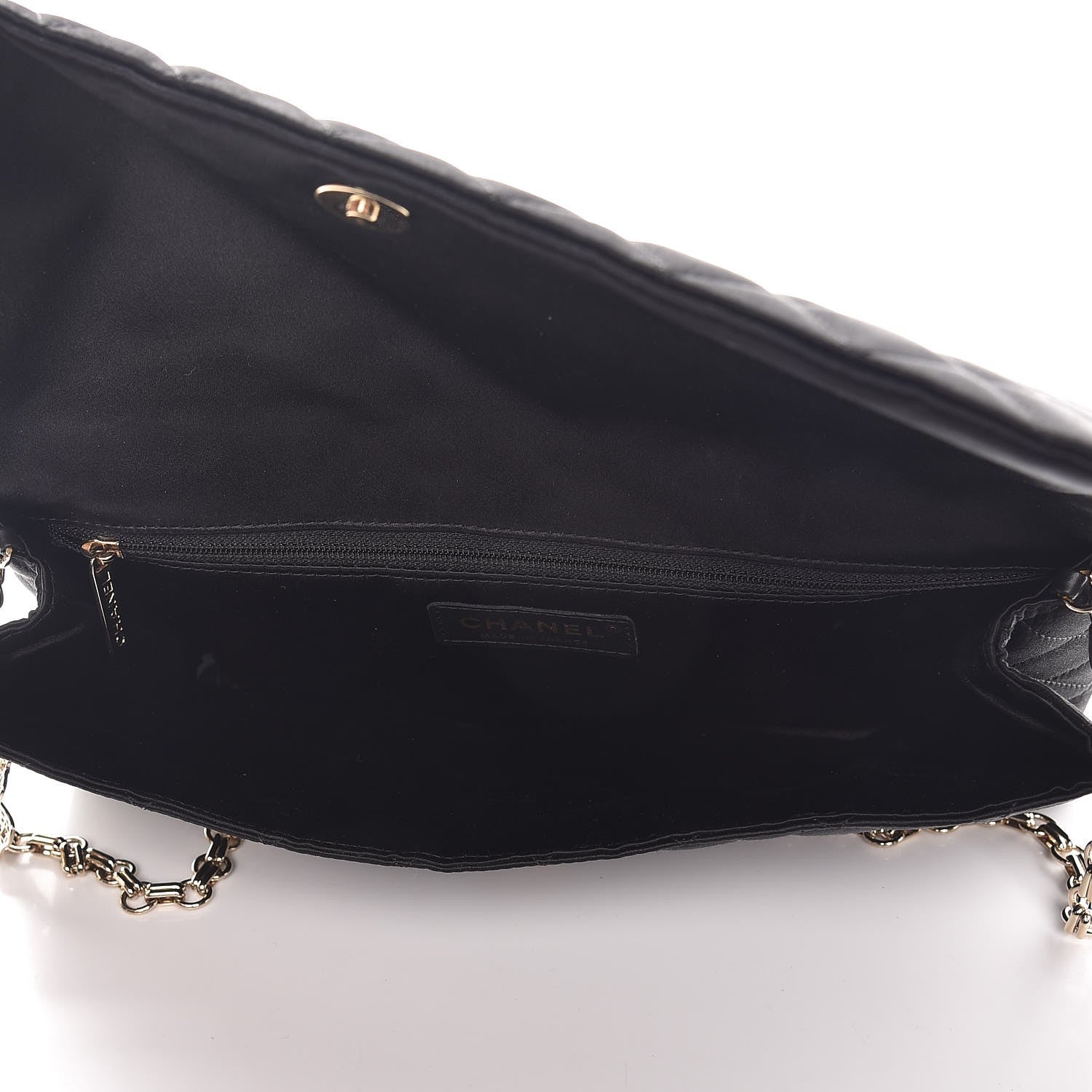 Chanel Satin Quilted Butterfly Chain Flap Clutch Black 5 of 8