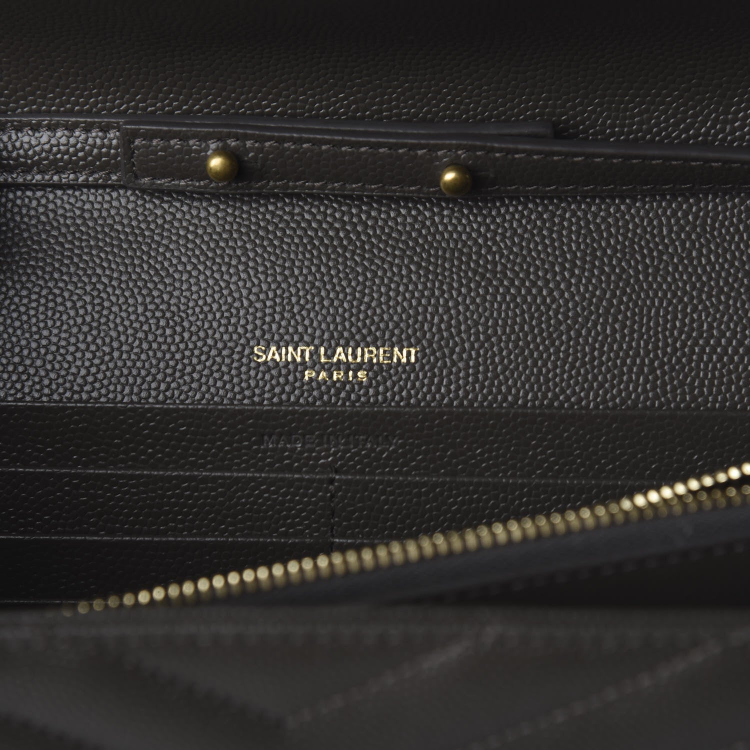 Saint Laurent Grain De Poudre Matelasse Chevron Monogram Chain Wallet Pebble 5 of 8
