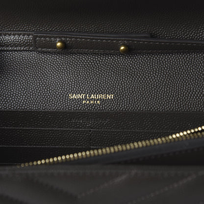 Saint Laurent Grain De Poudre Matelasse Chevron Monogram Chain Wallet Pebble 5 of 8