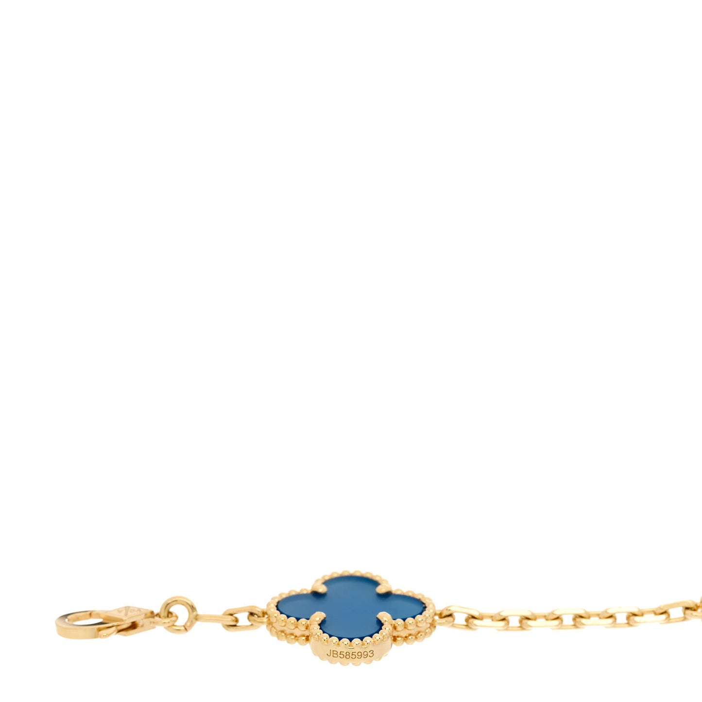18K Yellow Gold Blue Agate 5 Motifs Vintage Alhambra Bracelet
