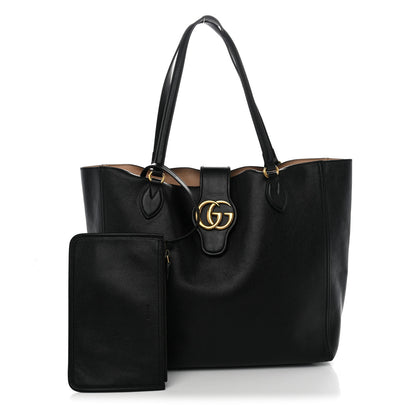 Gucci Grained Calfskin Small Dahlia Tote Black 3 of 12