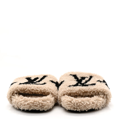 Louis Vuitton Shearling Bom Dia Flate Mules 38 Beige 2 of 11