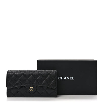 Chanel Caviar Quilted Large Gusset Flap Wallet Black 9 of 9