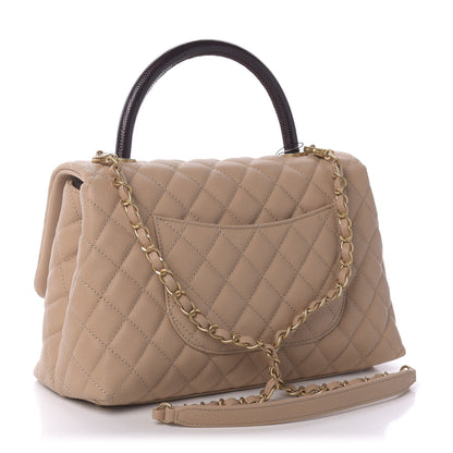 Chanel Caviar Lizard Embossed Quilted Small Coco Handle Flap Beige 2 of 9