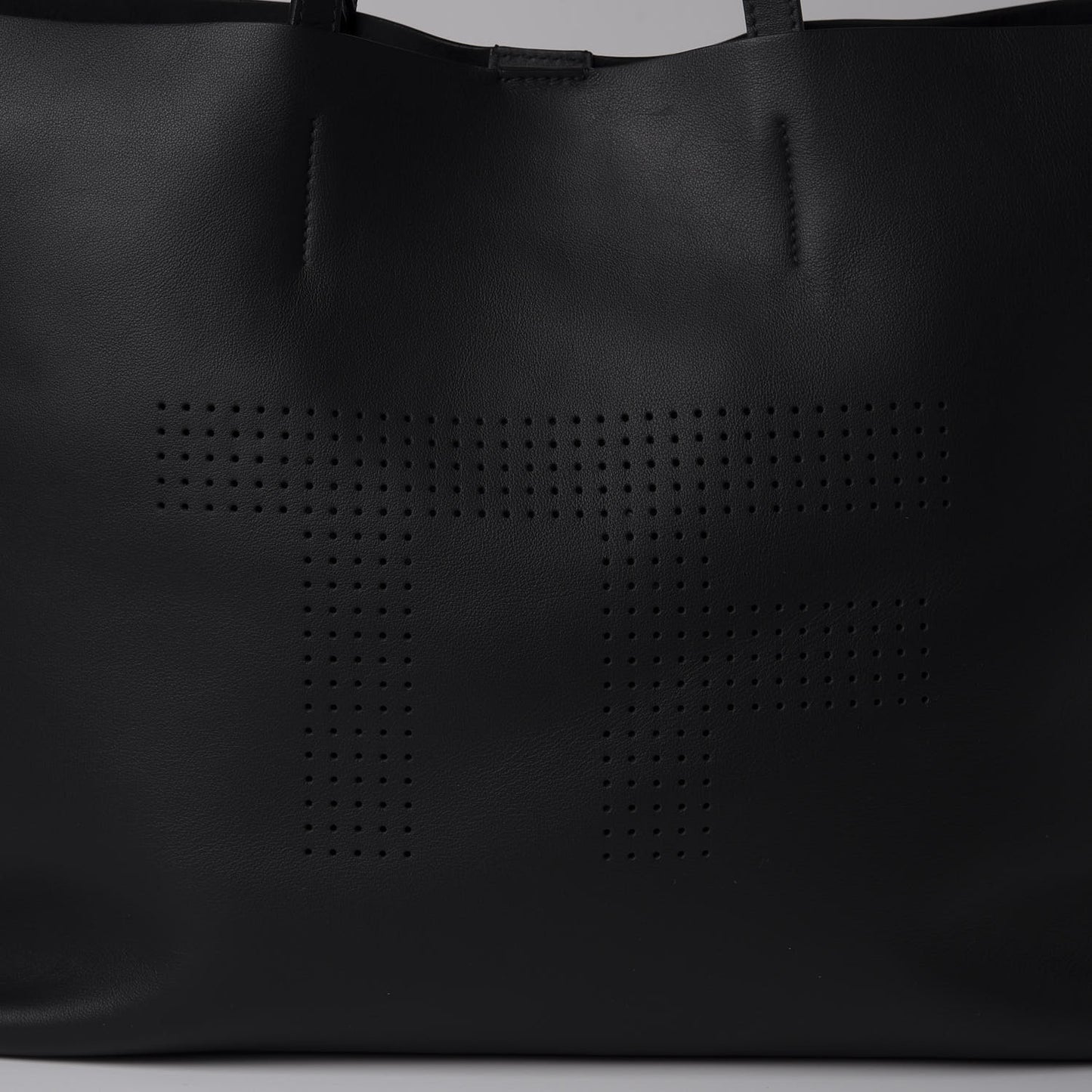 Calfskin Perforated Logo Tote Black