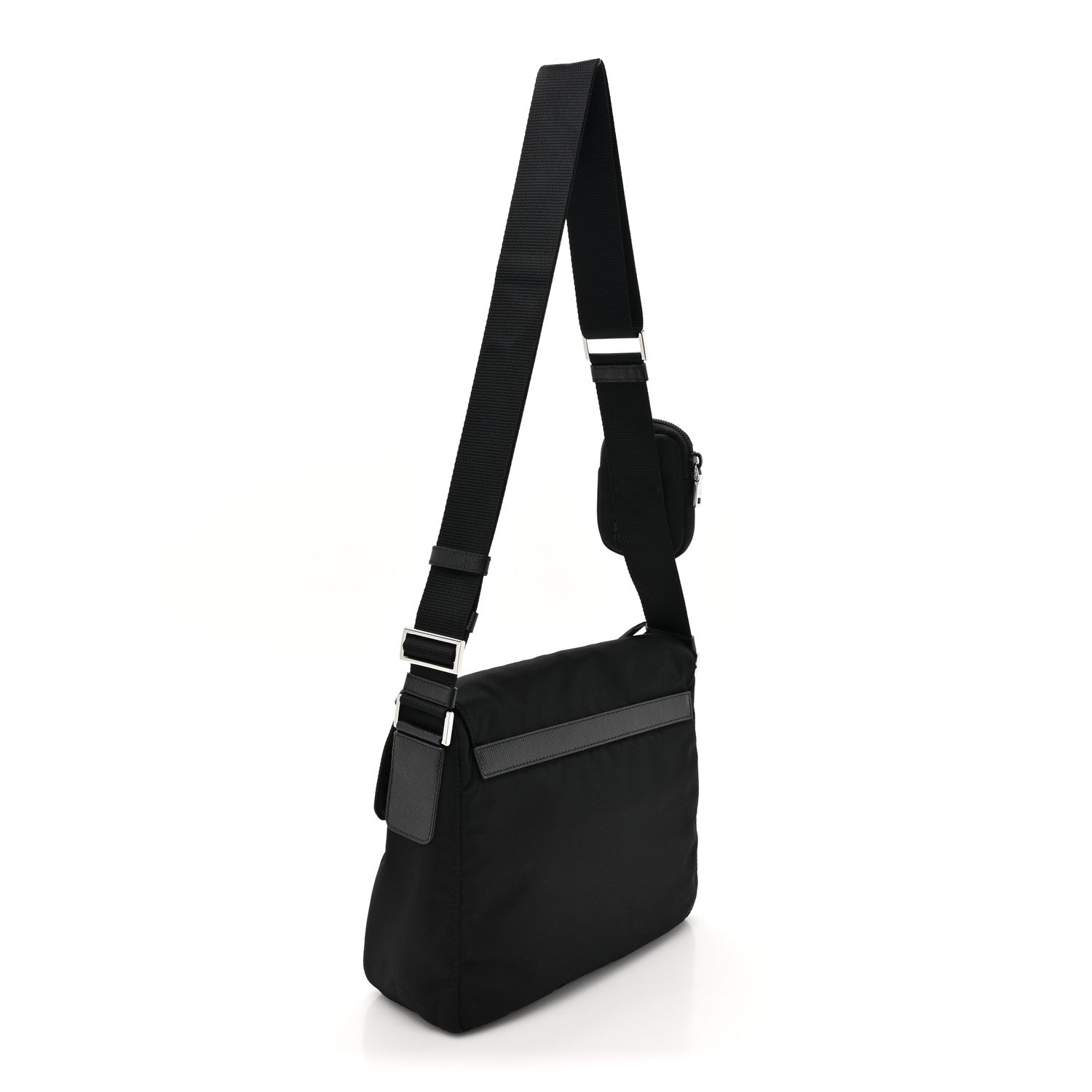 Prada Re-Nylon Vela Saffiano Pocket Single Buckle Messenger Shoulder Bag Black 3 of 9