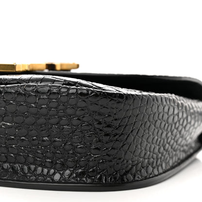 Saint Laurent Crocodile Embossed Calfskin Small Kaia Satchel Black 9 of 10