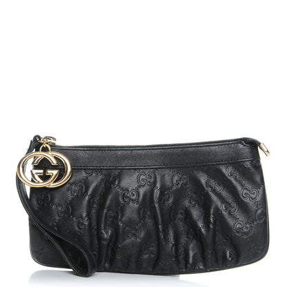 Gucci Guccissima Signature New Britt Wristlet Black 1 of 7