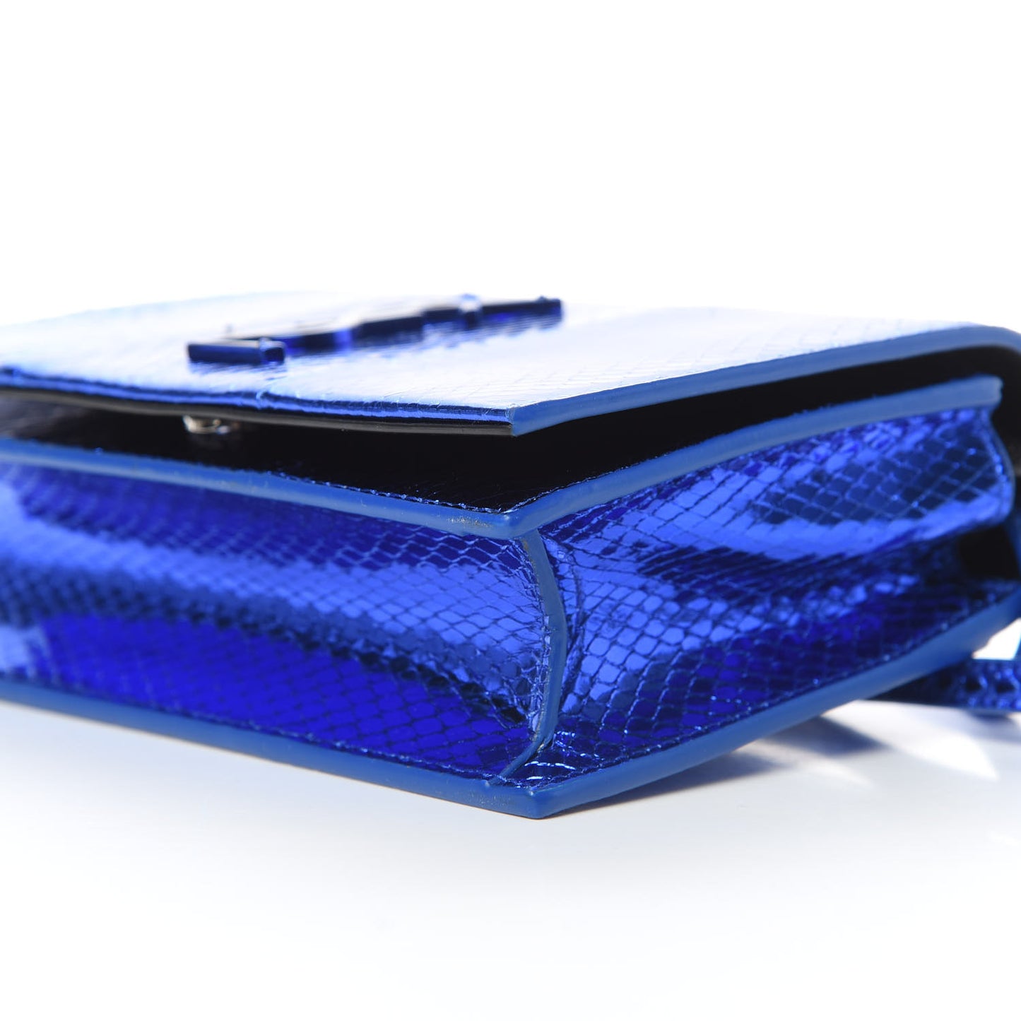 Metallic Ayers Monogram Toy Kate Strap Wallet Blue Black