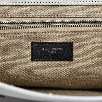 Saint Laurent Linen Calfskin Rive Gauche Tote Optic White 6 of 9