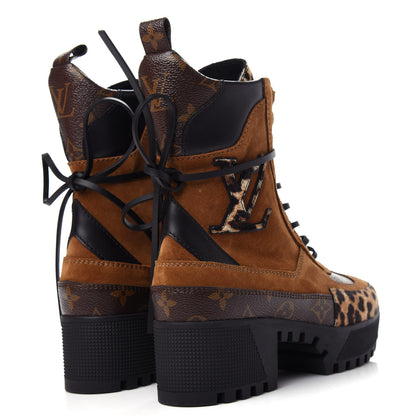 Louis Vuitton Suede Calfskin Monogram Laureate Platform Desert Boots 36 Cognac 4 of 11