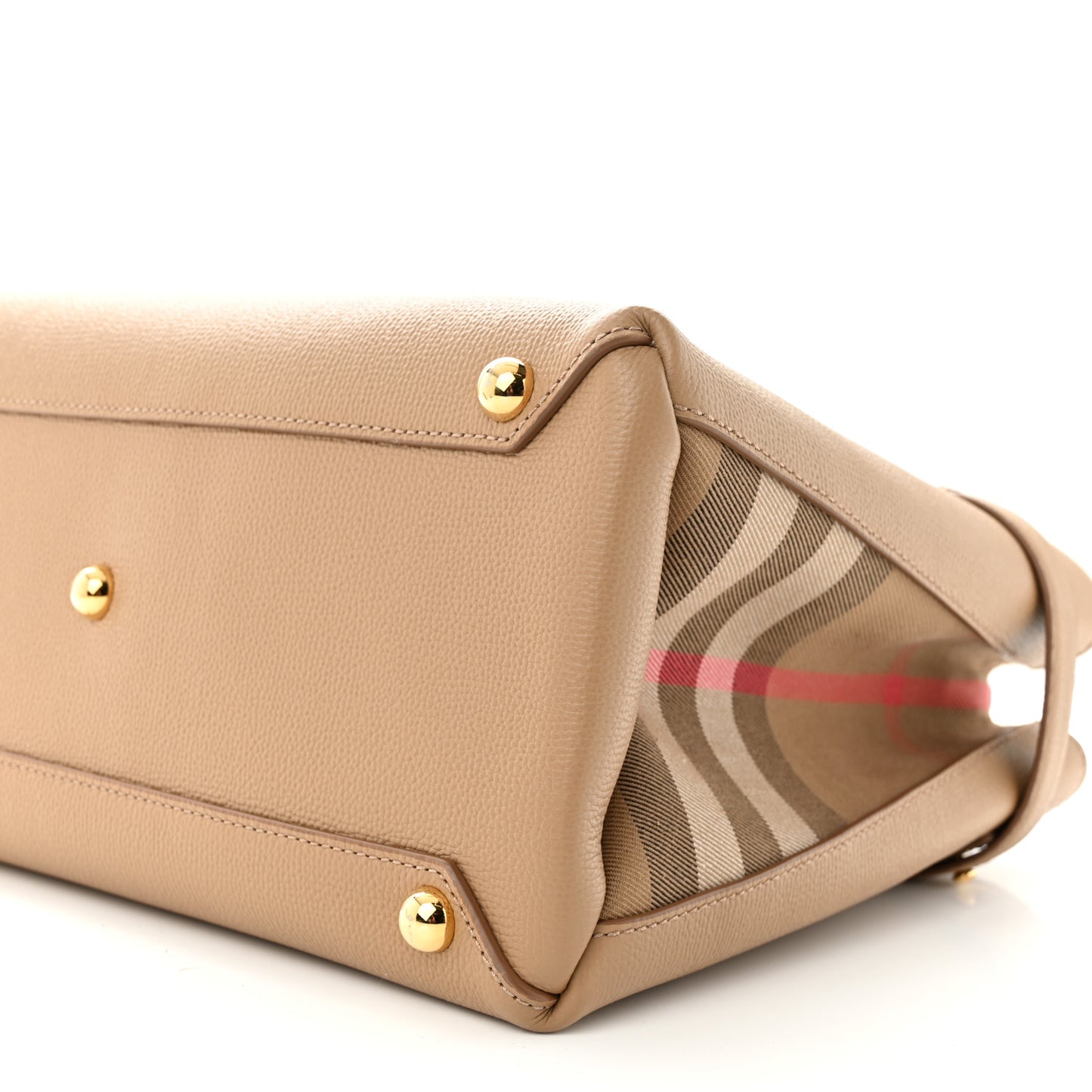 Derby Calfskin House Check Medium Banner Tote Camel