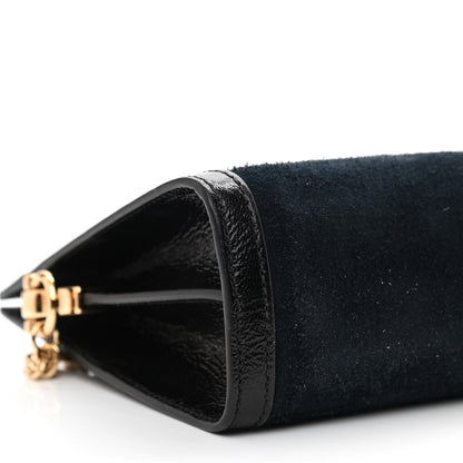 Gucci Suede Patent Web Dragon Embroidered Small Ophidia Chain Shoulder Bag Blue Black 9 of 10