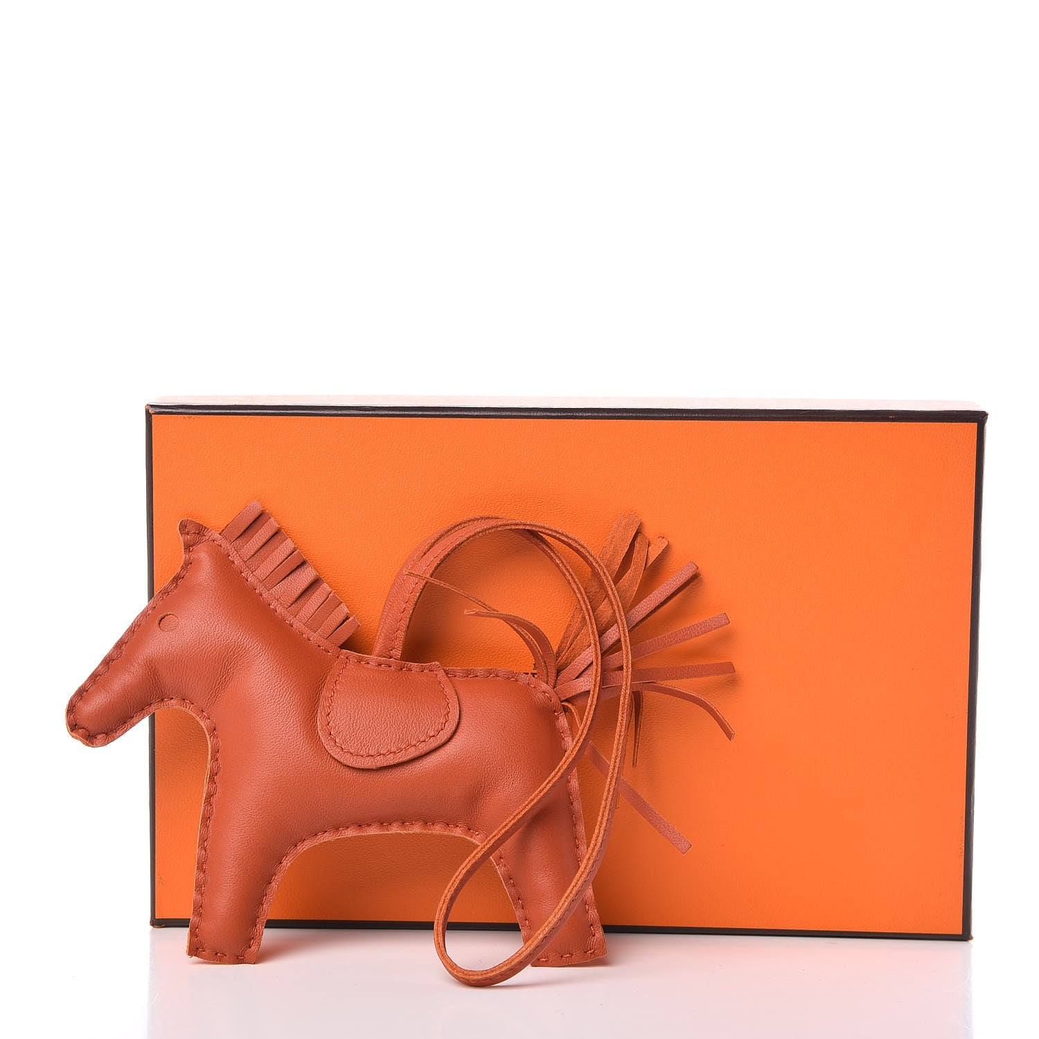 Hermes Milo Lambskin Grigri Rodeo Horse Bag Charm MM Cornaline 5 of 5