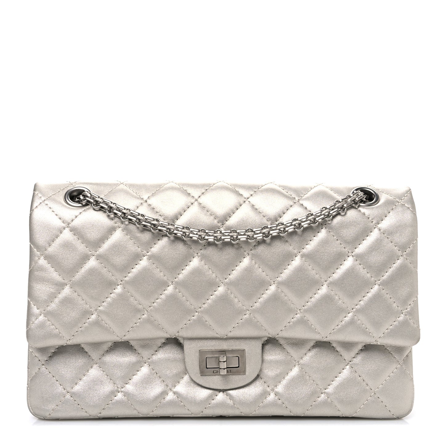 Metallic Lambskin Quilted 2.55 Reissue 226 Flap Silver