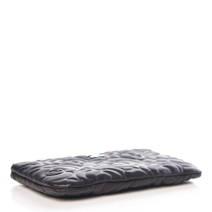 Chanel Goatskin Camellia Embossed Cosmetic Pouch Black 4 of 8
