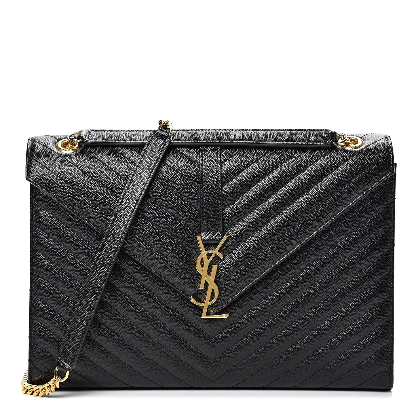 Grain De Poudre Matelasse Chevron Large Monogram Satchel Black