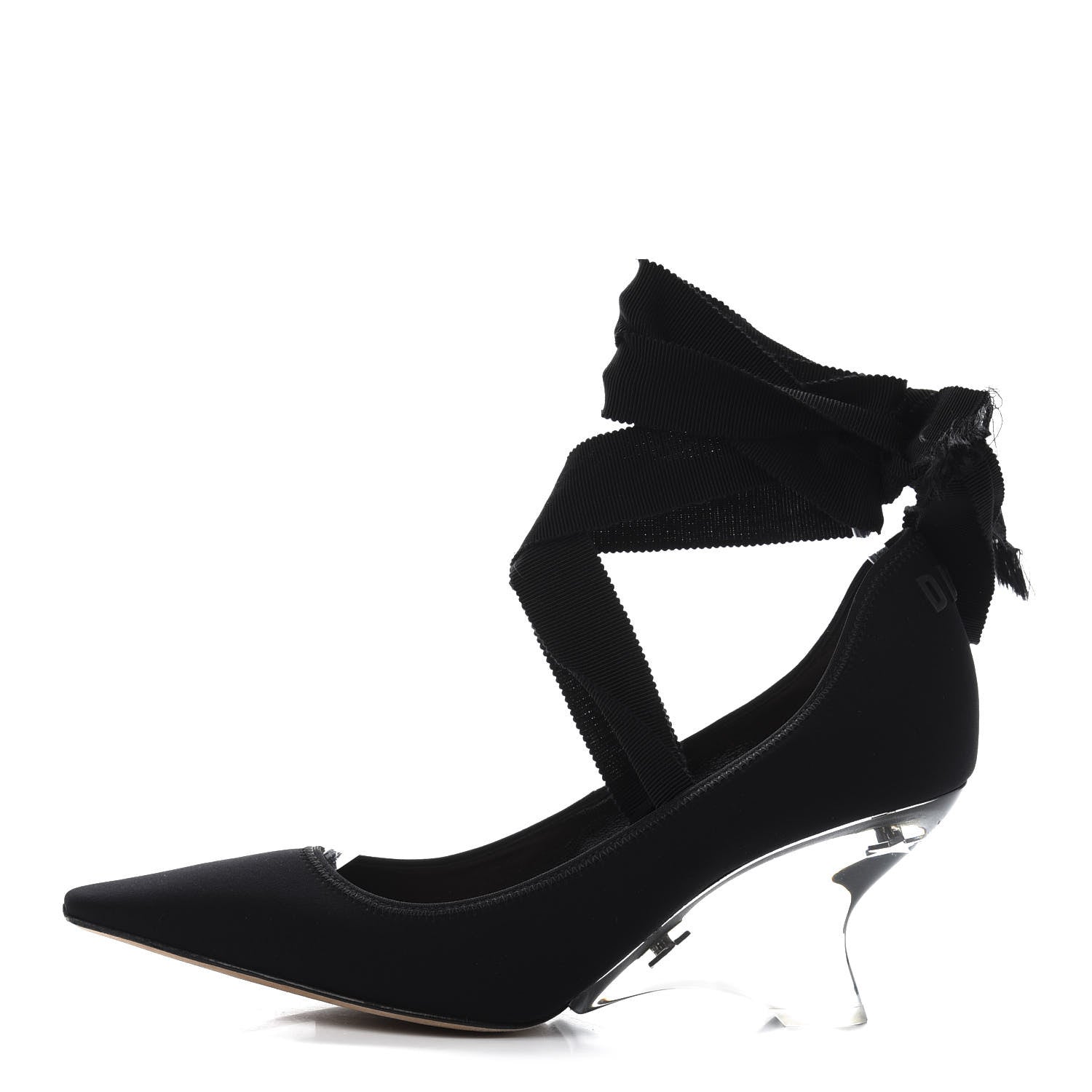 Christian Dior Grosgrain Neoprene Lucite Etoile Pumps 37.5 Black 1 of 9