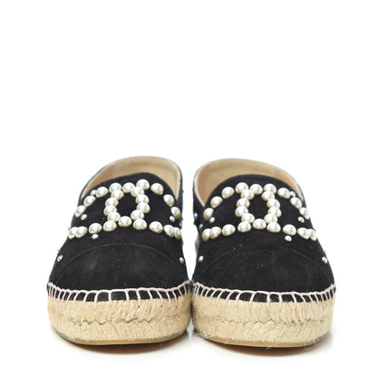 Chanel Suede Pearl CC Espadrilles 37 Black 2 of 7