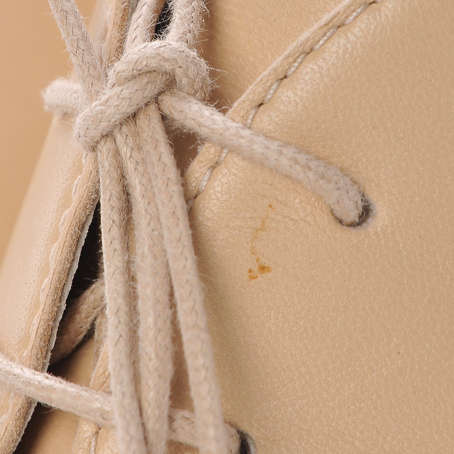Lambskin Cork Cap Toe CC Lacets Booties 40 Beige Black