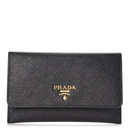 Prada Saffiano Metal Flap Wallet Nero Black 1 of 10