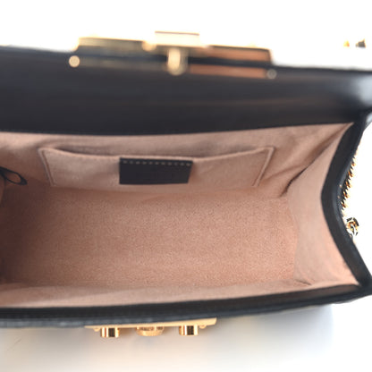 Gucci Calfskin GG Supreme Monogram Small Padlock Shoulder Bag Black Gold 5 of 9