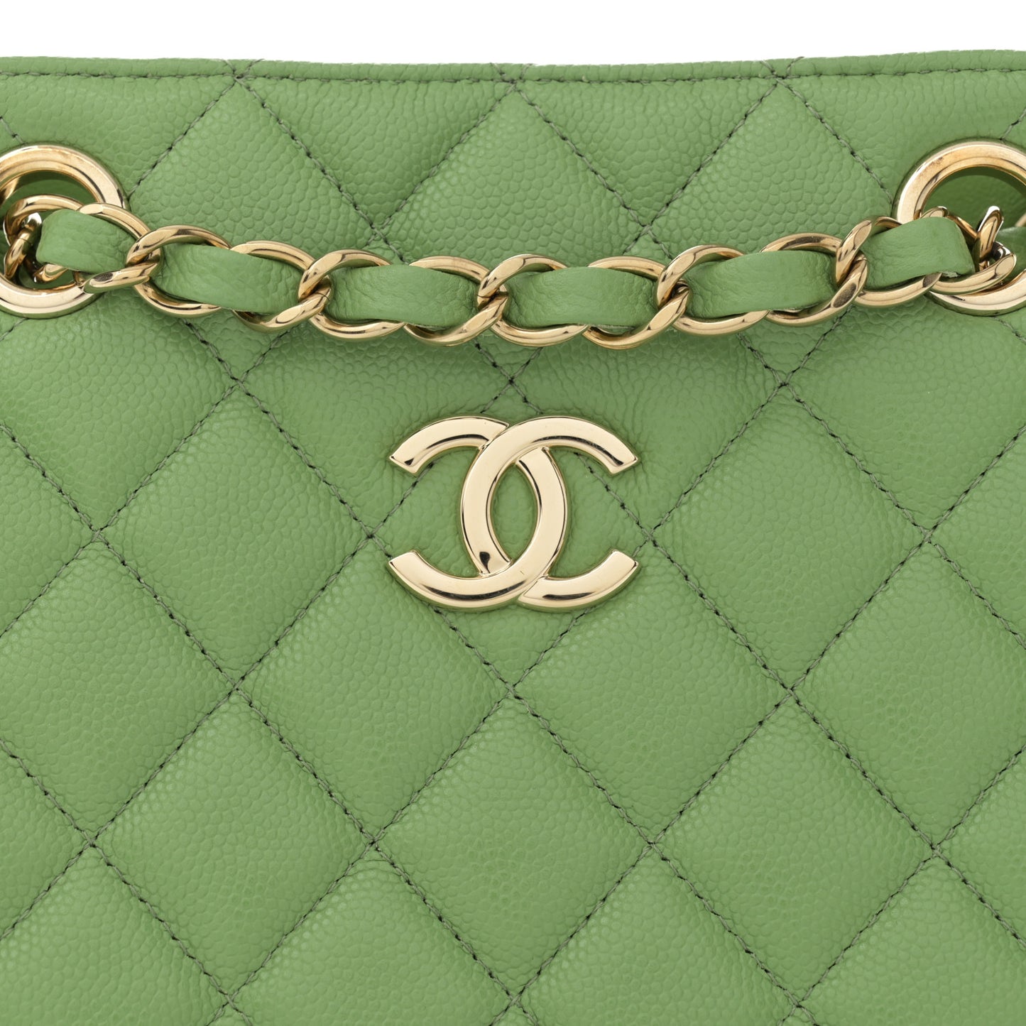 Caviar Quilted Mini Bucket Bag Green