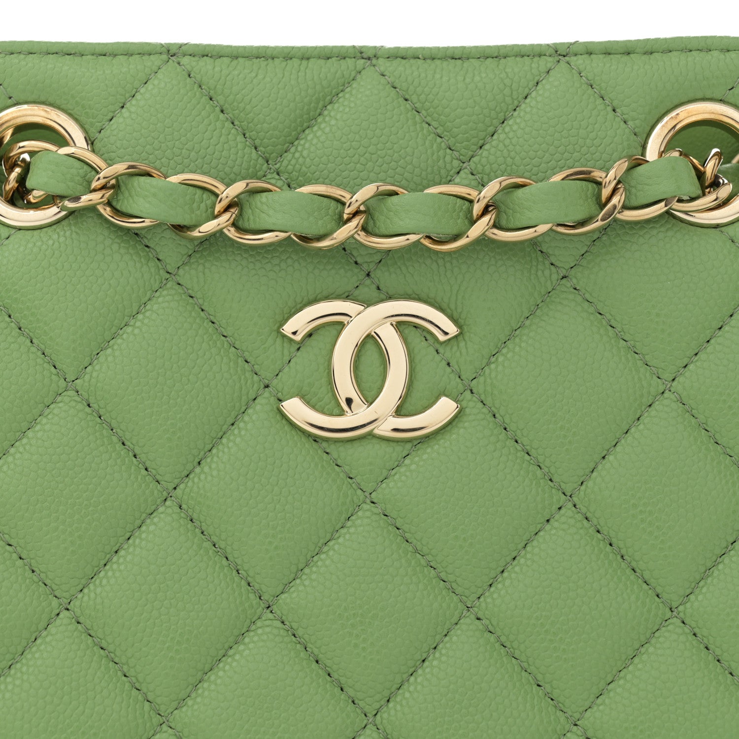 Chanel Caviar Quilted Mini Bucket Bag Green 8 of 10
