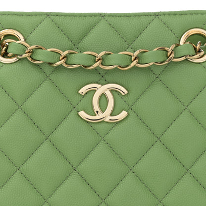 Chanel Caviar Quilted Mini Bucket Bag Green 8 of 10