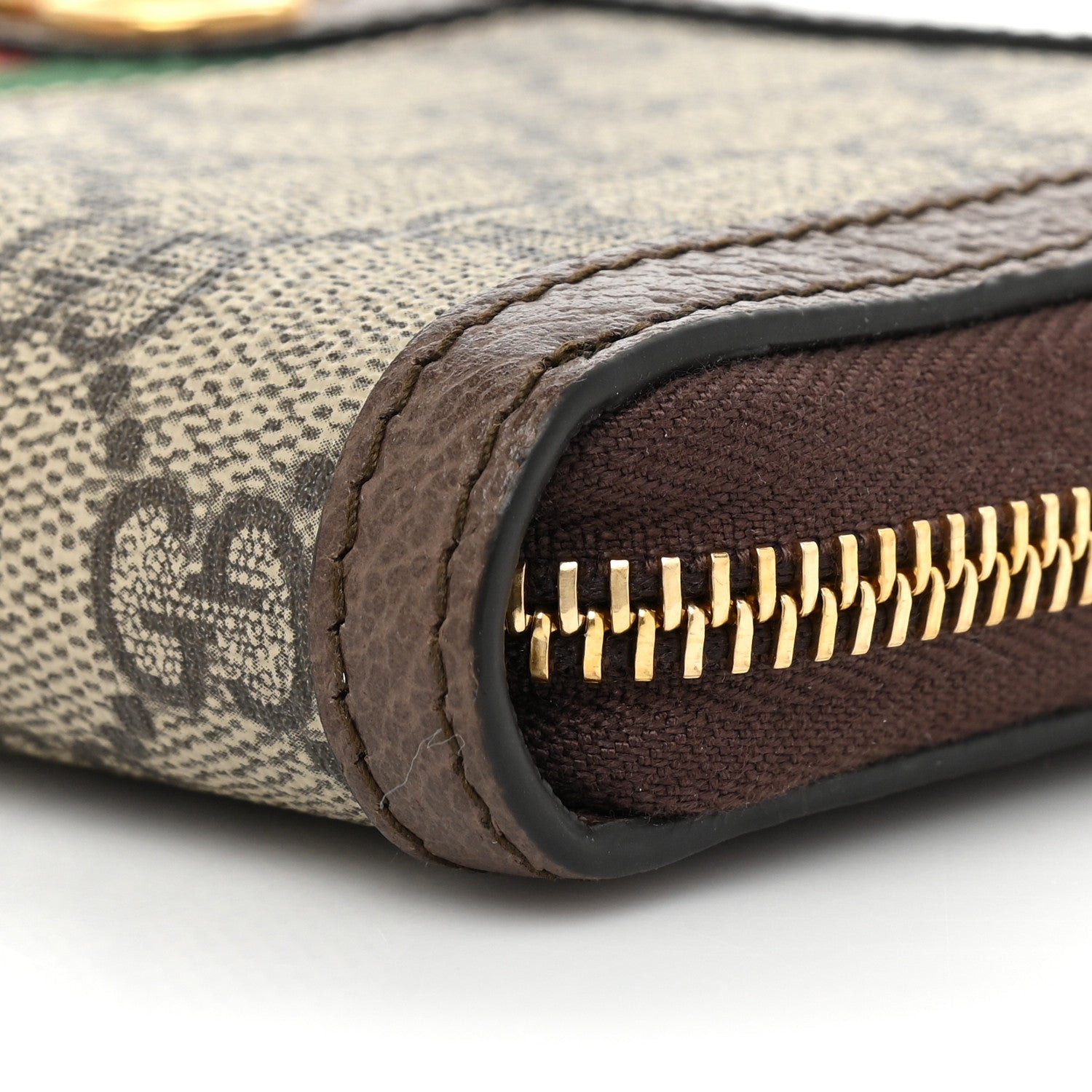 Gucci GG Supreme Monogram Web Ophidia Zip Around Wallet Brown 11 of 12