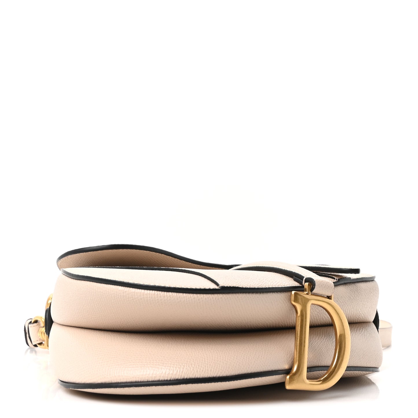 Grained Calfskin Saddle Bag With Strap Warm Taupe